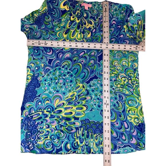 Lilly Pulitzer Top XS Colorful Tunic Lightweight Cotton 16523 Shirt Blue Lagoon - Picture 8 of 10